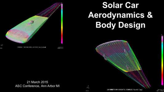 Solar Car Aerodynamics & Body Design 21 March 2015 ASC Conference, Ann Arbor MI
