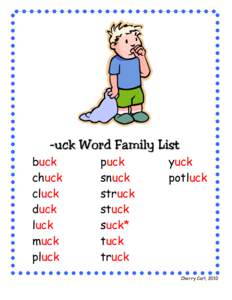 -uck Word Family List buck chuck cluck duck luck