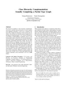 Class Hierarchy Complementation: Soundly Completing a Partial Type Graph George Balatsouras Yannis Smaragdakis