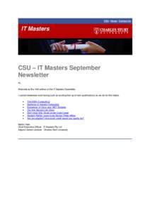 CSU | Home | Contact Us  IT Masters CSU – IT Masters September Newsletter