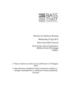 Minutes of Ordinary Meeting - 25 July 2012