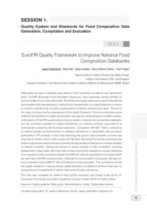 SESSION 1. Quality System and Standards for Food Composition Data Generation, Compilation and Evaluation S1-S-1 EuroFIR Quality Framework to Improve National Food