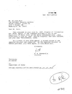 1 8 MAR 1998 Ref: 94-F-2655(A} Mr. William Burr The National Security Archive Gelman Library, Suite 701
