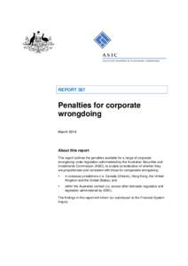 Report REP 387 Penalties for corporate wrongdoing