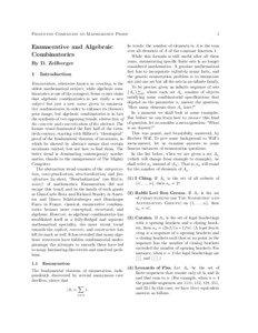 Mathematical proofs / Abstract algebra / Integer sequences / Combinatorial proof / Bijective proof / Enumeration / Generating function / Partition / Permutation / Mathematics / Combinatorics / Enumerative combinatorics