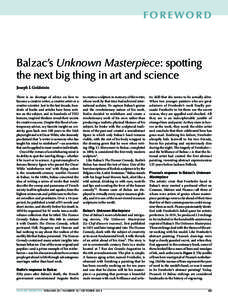 F O R E WO R D  Balzac’s Unknown Masterpiece: spotting the next big thing in art and science Joseph L Goldstein There is no shortage of advice on how to