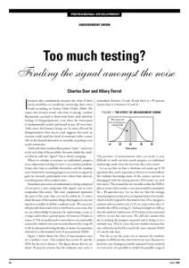 Professional development Assessment news Too much testing? Finding the signal amongst the noise Charles Darr and Hilary Ferral