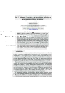 The Problem of Transitivity of Part-Whole Relations in Conceptual Modeling Revisited Giancarlo Guizzardi Ontology and Conceptual Modeling Research Group (NEMO) Computer Science Department, Federal University of Espírito