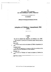 1991 THE LEGISLATIVE ASSEMBLY FOR THE AUSTRALIAN CAPITAL TERRITORY (As presented) (Minister for Housing and Community Services)