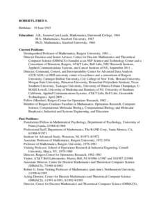 Computational epidemiology / National Virtual Observatory / Science / Operations research / Fred S. Roberts / Mathematics / Combinatorics / DIMACS