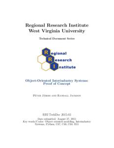 Regional Research Institute West Virginia University Technical Document Series Object-Oriented Interindustry Systems: Proof of Concept