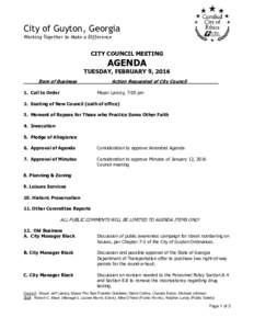 City of Guyton, Georgia Working Together to Make a Difference CITY COUNCIL MEETING  AGENDA