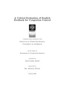 A Critical Evaluation of Explicit Feedback for Congestion Control A diploma thesis submitted to the  Institute of Computer Science,