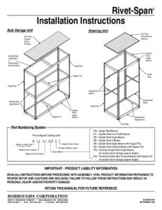 Rivet-Span. Installation Instructions ® Bulk Storage Unit