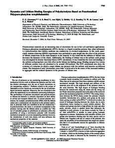 J. Phys. Chem. B 2005, 109, Dynamics and Lithium Binding Energies of Polyelectrolytes Based on Functionalized Poly(para-phenylene terephthalamide)