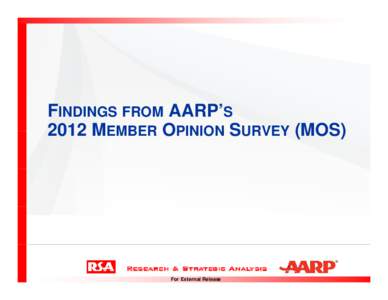 FINDINGS FROM AARP’S 2012 MEMBER OPINION SURVEY (MOS) For External Release  Methodology