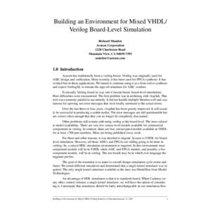 Building an Environment for Mixed VHDL/ Verilog Board-Level Simulation Richard Munden Acuson Corporation 1220 Charleston Road Mountain View, CA