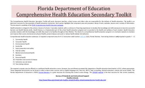 Secondary Comprehensive Health Education Toolkit