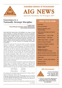 Australian Institute of Geoscientists  AIG NEWS Quarterly Newsletter No 89 August[removed]Geoscience is a