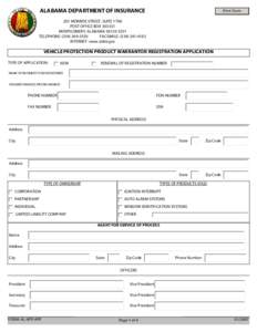 ALABAMA DEPARTMENT OF INSURANCE  Print Form 201 MONROE STREET, SUITE 1700 POST OFFICE BOX