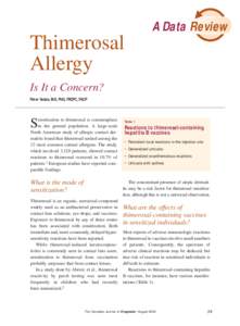 A Data Review  Thimerosal Allergy Is It a Concern? Peter Vadas, MD, PhD, FRCPC, FACP