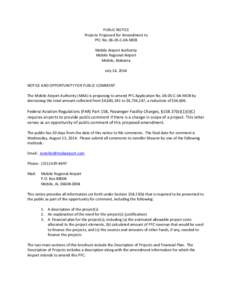 PUBLIC NOTICE Projects Proposed for Amendment to PFC No[removed]C-04-MOB Mobile Airport Authority Mobile Regional Airport Mobile, Alabama