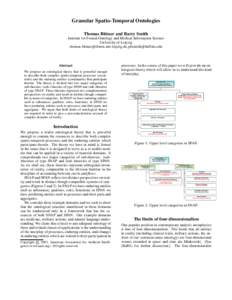 Granular Spatio-Temporal Ontologies Thomas Bittner and Barry Smith Institute for Formal Ontology and Medical Information Science University of Leipzig , 