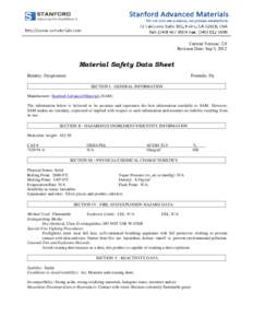 Current Version: 2.0 Revision Date: Sep 5, 2012 Material Safety Data Sheet Identity: Dysprosium