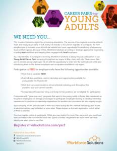 CAREER FAIRS for  YOUNG ADULTS WE NEED YOU...