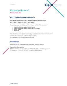 Microsoft Word - APX Power NL Exchange Notice 17 - ECC Essential Maintenancedoc