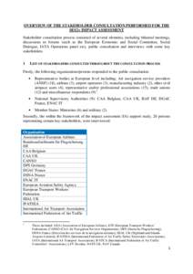 OVERVIEW OF THE STAKEHOLDER CONSULTATION PERFORMED FOR THE SES2+ IMPACT ASSESSMENT Stakeholder consultation process consisted of several elements, including bilateral meetings, discussions in forums (such as the European