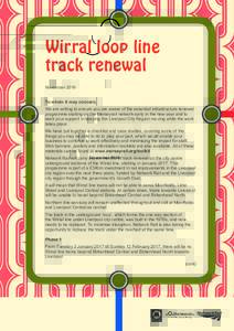 Wirral loop line track renewal November 2016 To whom it may concern, We are writing to ensure you are aware of the essential infrastructure renewal programme starting on the Merseyrail network early in the new year and t