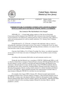 United States Attorney District of New Jersey FOR IMMEDIATE RELEASE Dec. 15, 2014 www.justice.gov/usao/nj