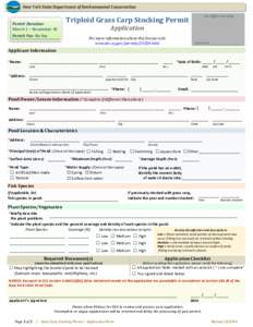 NYSDEC Triploid Grass Carp Stocking Permit Application