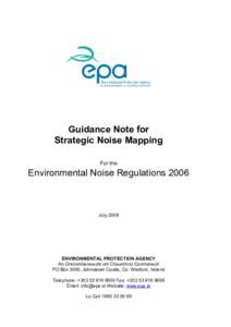 Guidance Note for Strategic Noise Mapping For the Environmental Noise Regulations 2006