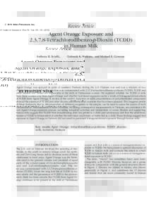 Agent Orange Exposure and 2,3,7,8&#x02010;Tetrachlorodibenzo&#x02010;<i>p</i>&#x02010;Dioxin (TCDD)
in Human Milk