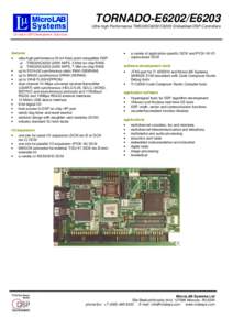 TORNADO-E6202/E6203 Ultra-high Performance TMS320C6202/C6203 Embedded DSP Controllers Ultimate DSP Development Solutions •