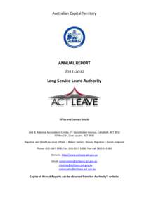 Australian Capital Territory  ANNUAL REPORT[removed]Long Service Leave Authority