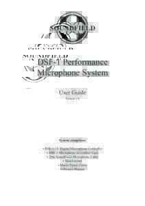 SOUNDFIELD  DSF-1 Performance Microphone System User Guide Version 1.0