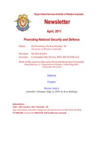 Royal United Services Institute of Western Australia ! Newsletter !