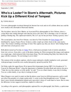 Who's a Looter? In Storm's Aftermath, Pictures Kick Up a Different Kind of Tempest - New York Times