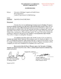 THE UNIVERSITY OF MICHIGAN REGENTS COMMUNICATION Approved by the Regents September 15, 2011