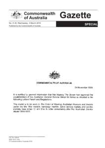 Commonwealth of Australia No. S 20, Wednesday, 3 March 2010 Published by the Commonwealth of Australia  Cat. No. S2010