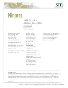 Minutes SRTR Technical Advisory Committee February 13, 2014 In-Person Meeting Crystal City, VA