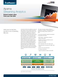 PLATFORM FACT SHEET  Apama Streaming Analytics Extract instant value from your fast data