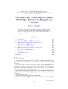 New York Journal of Mathematics New York J. Math–367. New binary and ternary digit extraction (BBP-type) formulas for trilogarithm constants