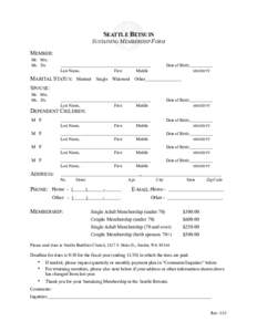 SEATTLE BETSUIN SUSTAINING MEMBERSHIP FORM MEMBER: Mr. Mrs. Ms. Dr.