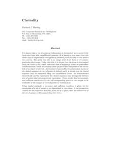 Cheirality Richard I. Hartley GE - Corporate Research and Development,