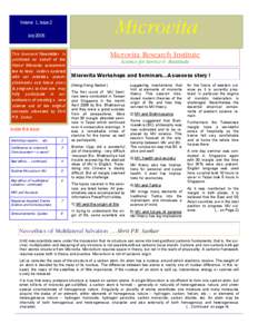 Microvita  Volume 1, Issue 2 July[removed]This bi-annual Newsletter is