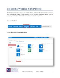Creating a Website in SharePoint